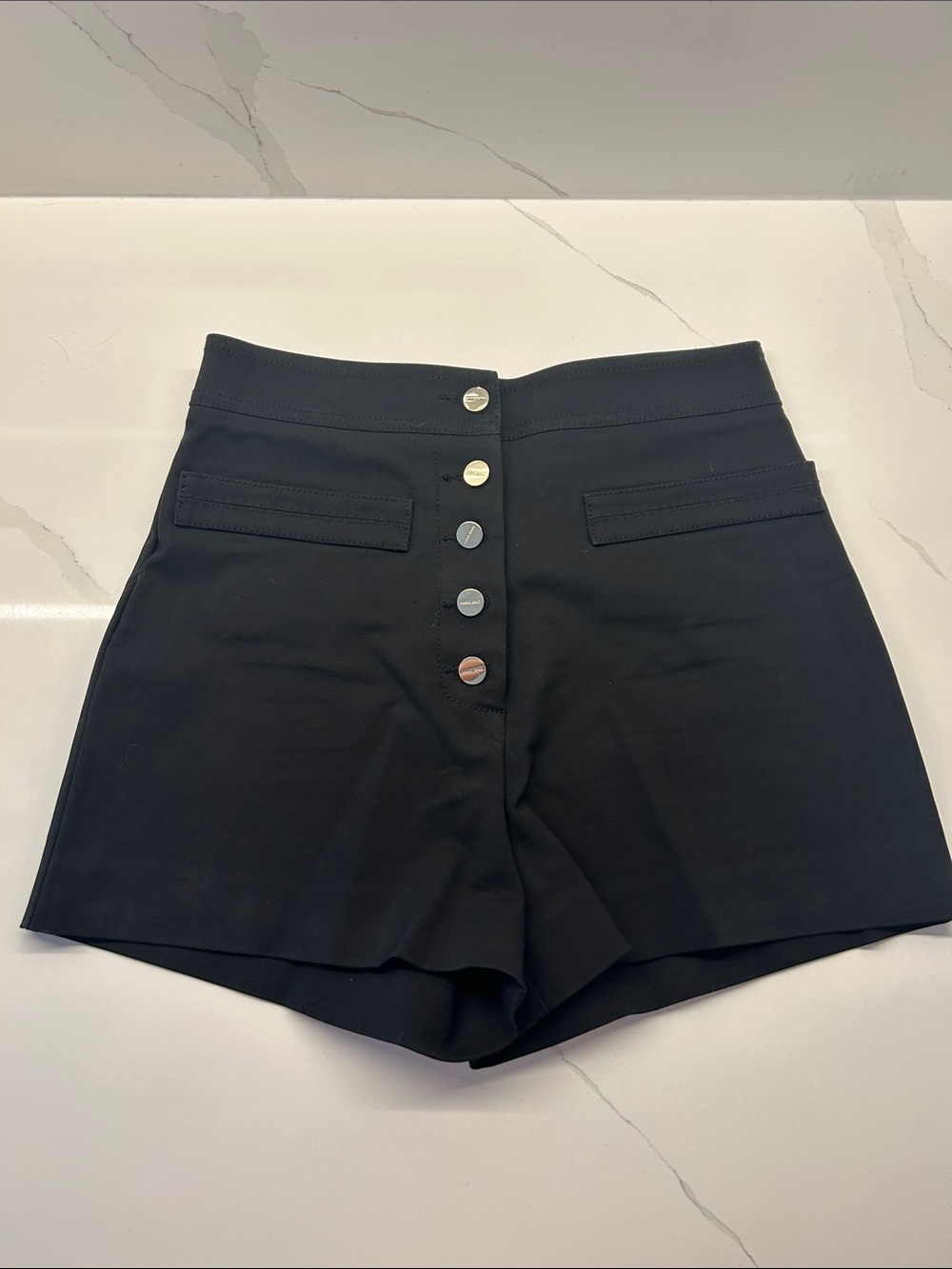 Marciano Black High-Waist Button Front Shorts